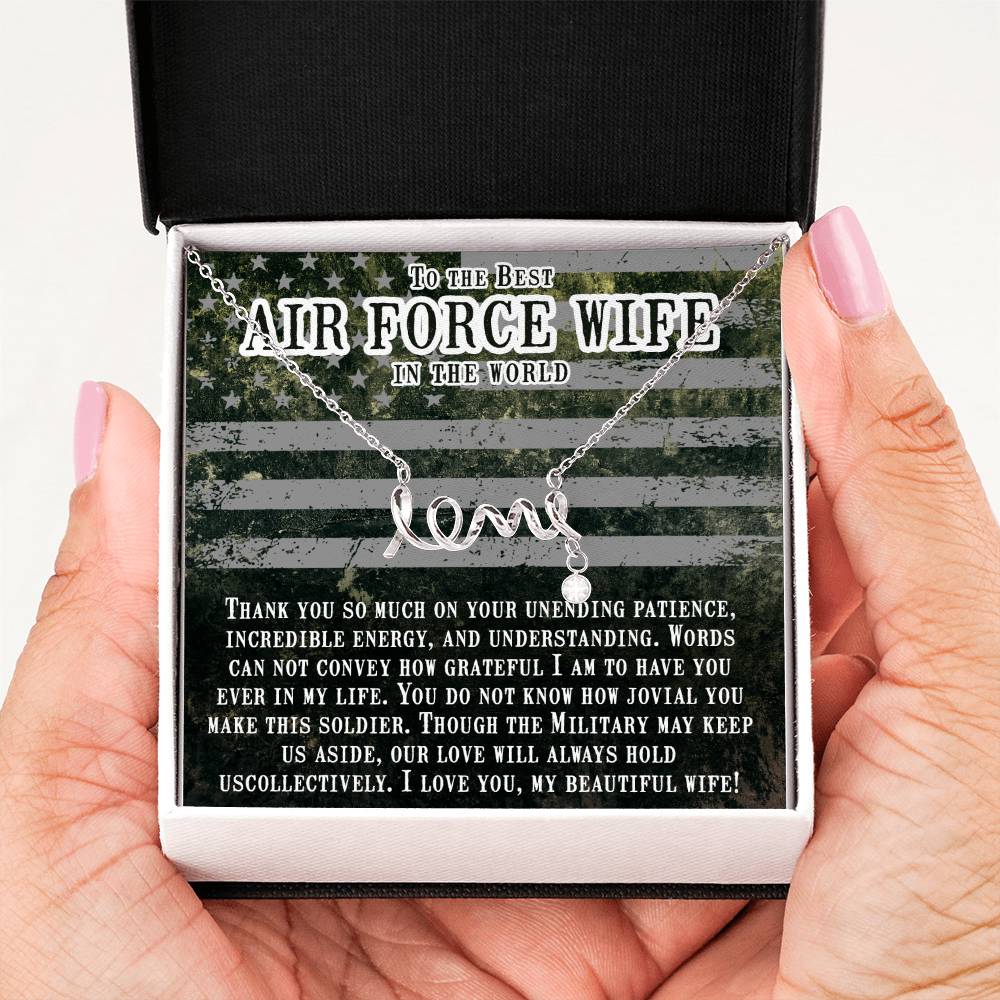 To My Air Force Wife Gift from Husband - Scripted Love Necklace