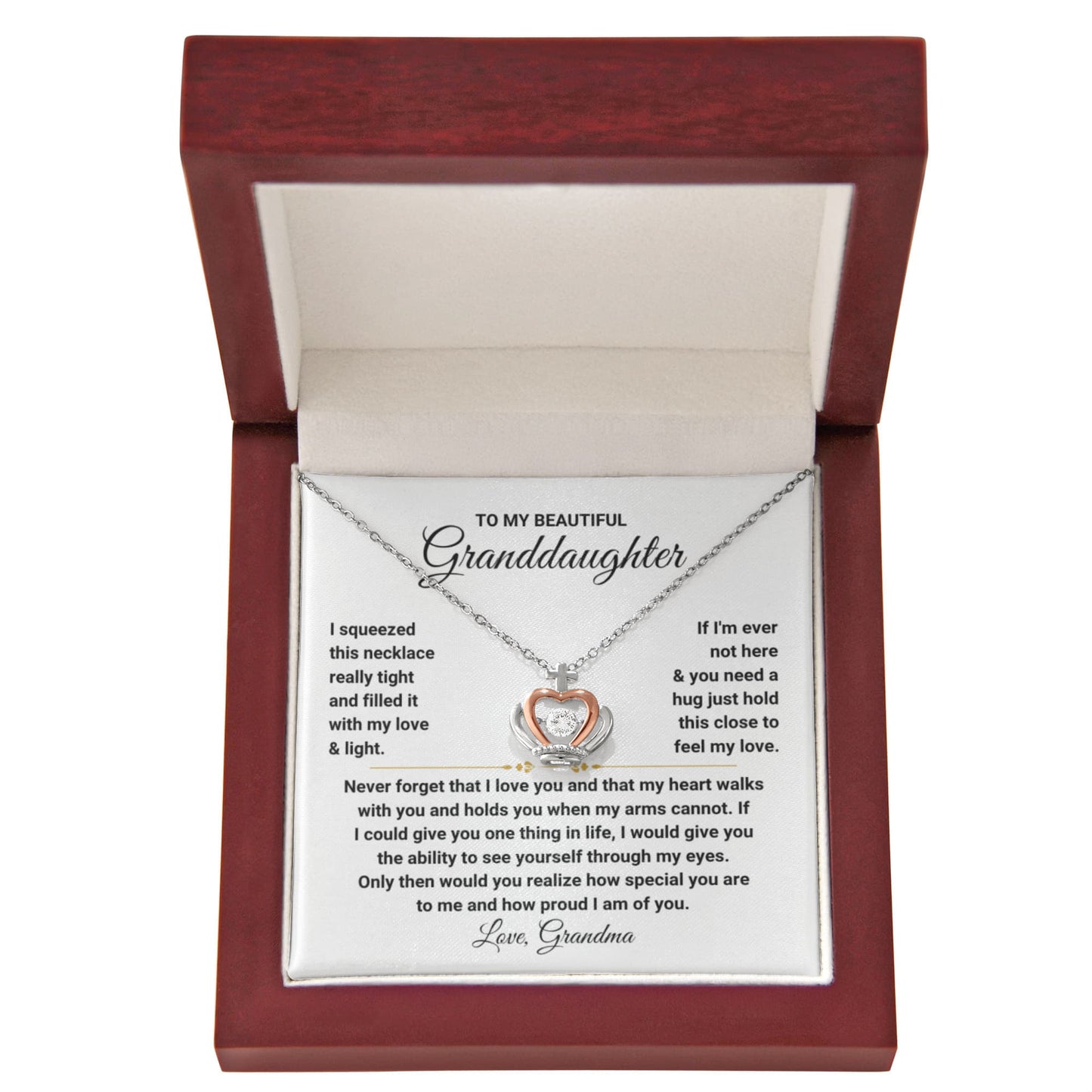 To My Granddaughter Necklace – Christmas Birthday Gift for Granddaughter from Grandma – Crown Pendant Necklace