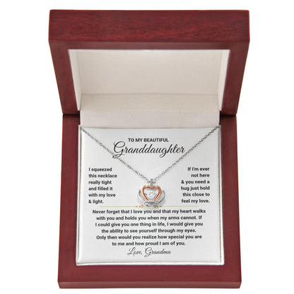 To My Granddaughter Necklace – Christmas Birthday Gift for Granddaughter from Grandma – Crown Pendant Necklace