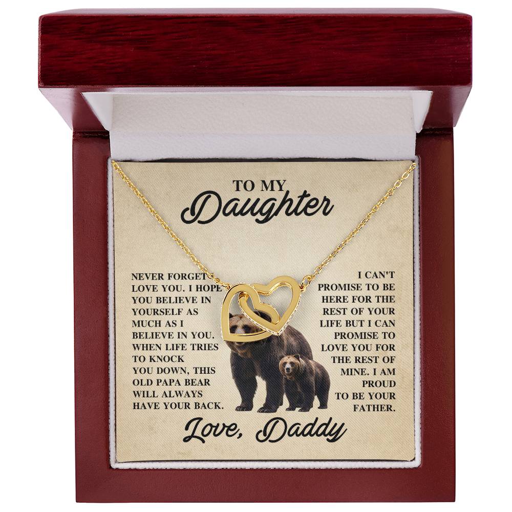 To My Daughter Necklace - Heartfelt Christmas Surprise from Daddy - Interlocking Hearts Necklace