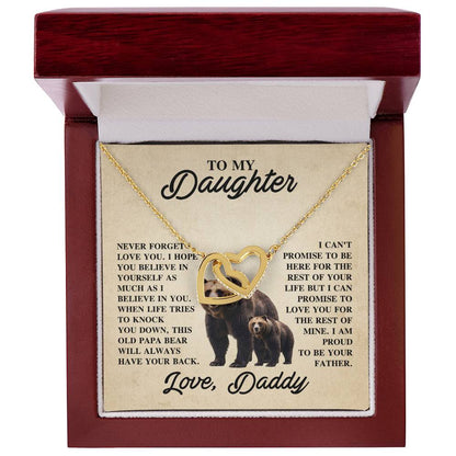 To My Daughter Necklace - Heartfelt Christmas Surprise from Daddy - Interlocking Hearts Necklace