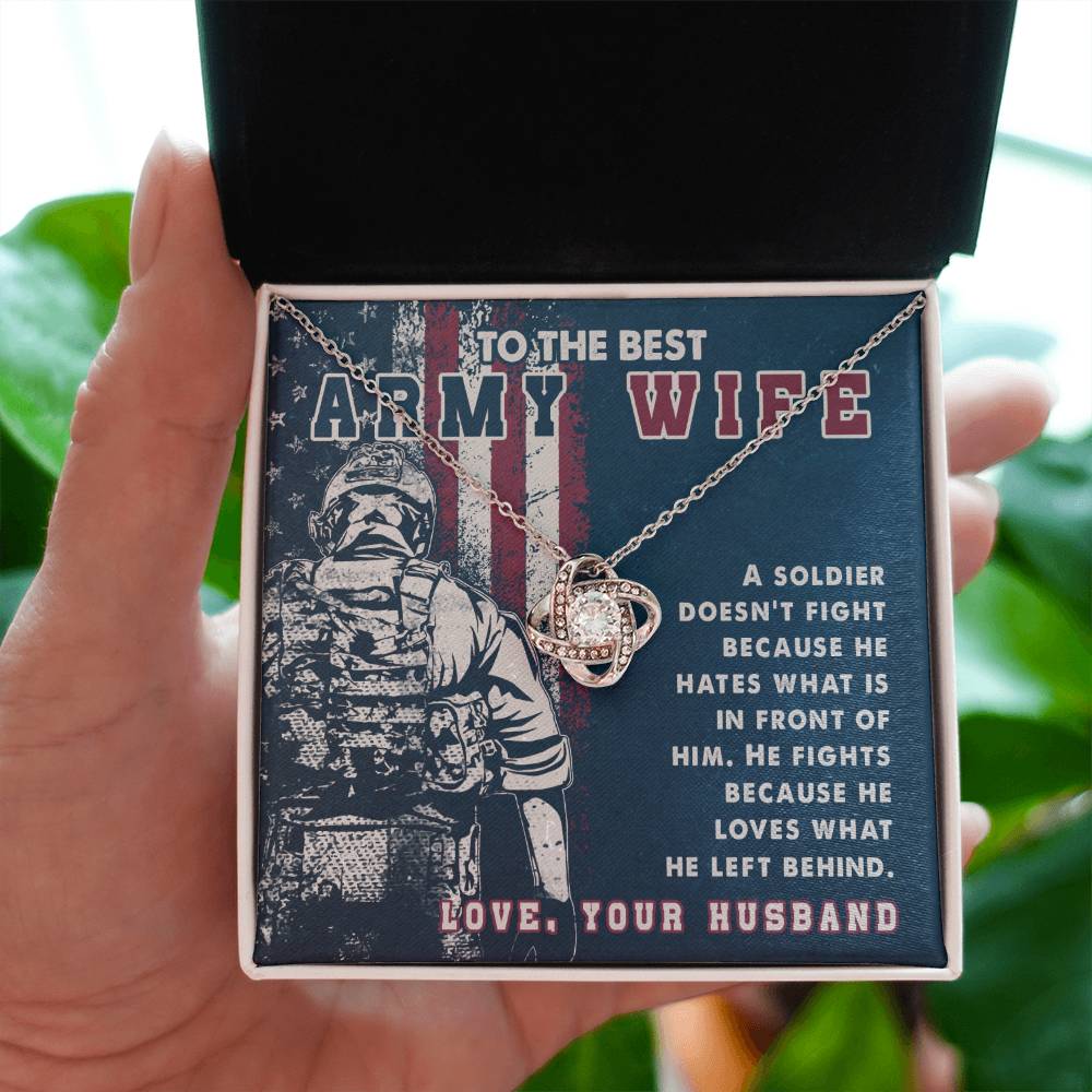 To The Best Army Wife - Heartfelt Jewelry from Husband - Love Knot Necklace