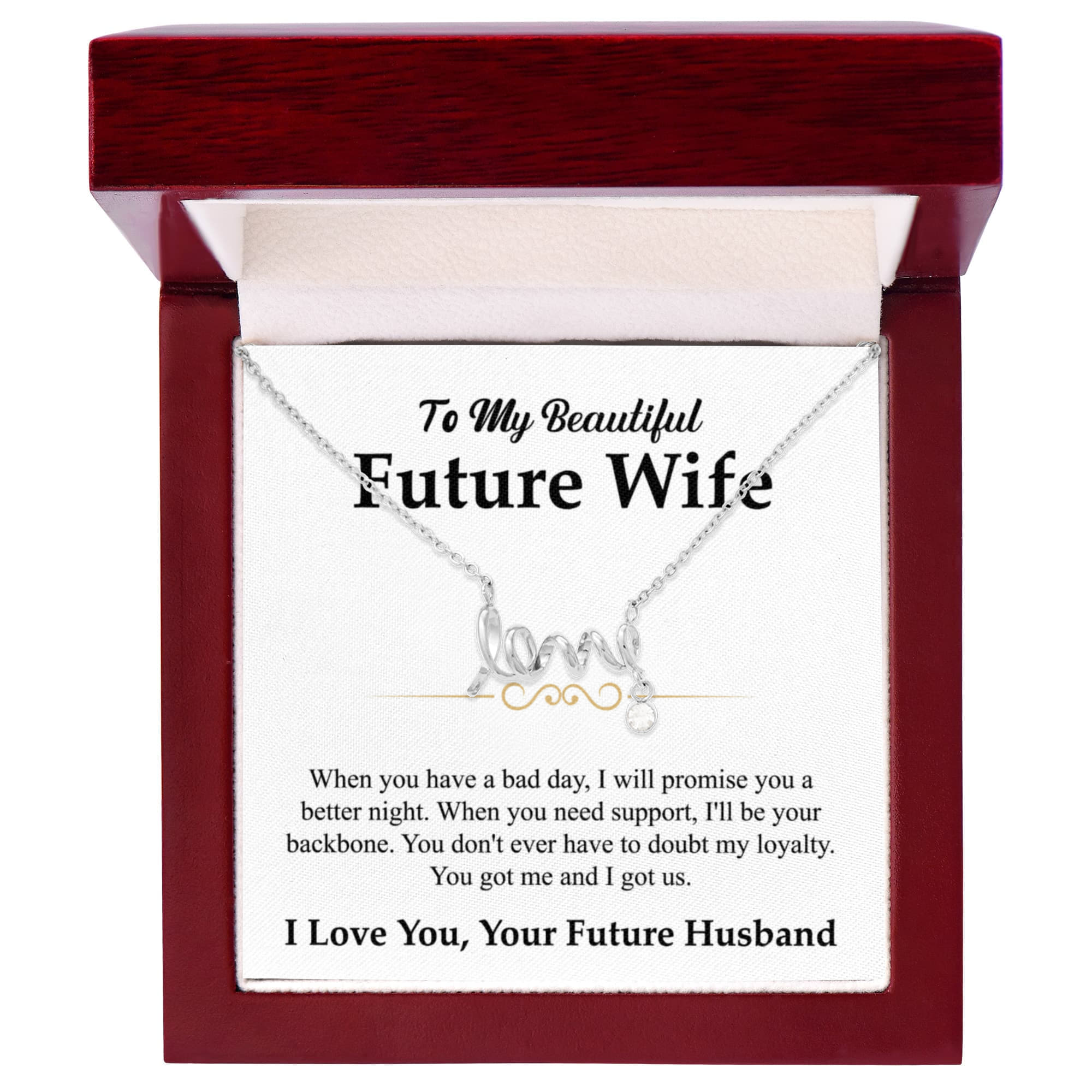 Future Wife Gift - Beautiful Necklace for Girlfriend for Birthday, Christmas & Romantic Moments - Scripted Love Necklace