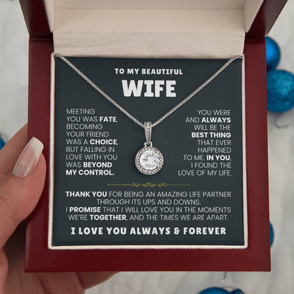 To My Beautiful Wife Necklace - Emotional Jewelry Gift for Wife from Husband to Celebrate Love Every Day - Eternal Hope Necklace