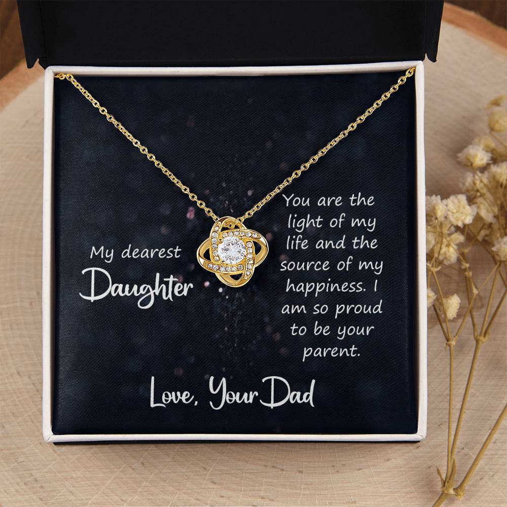 To My Daughter Necklace - Heartfelt Gift from Dad for Birthday, Graduation & Proud Dad Moments - Love Knot Necklace