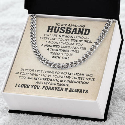 Cuban Link Chain for Him - You're the man I choose - Husband Birthday & Anniversary Gift from Wife