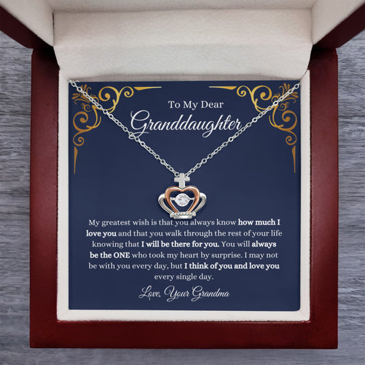 To My Granddaughter Necklace – Jewelry for Granddaughter’s Graduation & Birthday from Grandma – Crown Pendant Necklace