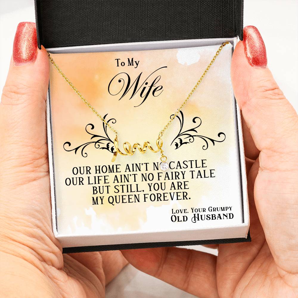 To My Beautiful Wife Necklace - Romantic Gift For Wives - Perfect For Anniversaries, Birthdays Or Special Occasions - Gifts For Her - Scripted Love Necklace