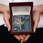 To My Army Wife Necklace - Best Loving Jewelry Gift for Valentine’s Day, Anniversaries & Romantic Surprises - Interlocking Hearts Necklace