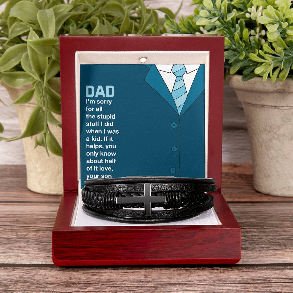 Dad You only know about half of it love - Gift from Son to Dad - Men's Cross Bracelet