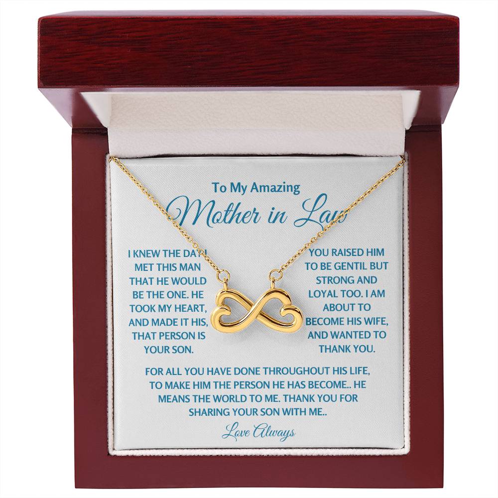 To My Amazing Mother In Law - Gift for MIL - Thank you for sharing your son with me - Endless Love Necklace