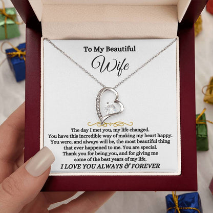 Meaningful Wife Jewelry from Husband - Romantic Gift for Birthday, Christmas, Anniversary & Valentine’s Day - Forever Love Necklace