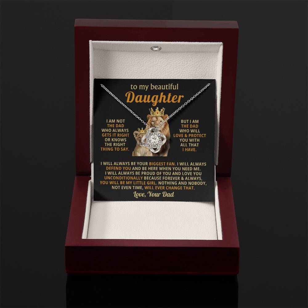 To My Daughter Necklace - Heartfelt Christmas Surprise from Daddy - Love Knot Necklace