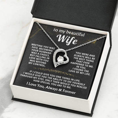 To My Beautiful Wife Necklace - Sweet Emotional Gift for Wife from Husband on Birthday, Anniversary & Valentine’s Day - Forever Love Necklace