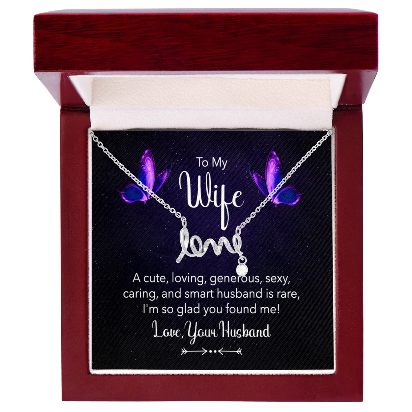 Wife Gift from Husband - Meaningful Jewelry for Valentine’s Day & Special Occasions - Scripted Love Necklace