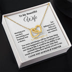 To My Wife Necklace - Sentimental Jewelry Gift from Husband for Birthday, Anniversary & Valentine’s Day - Interlocking Hearts Necklace