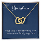 Grandma - Your love is the stitching - Gift for Grandmother - Interlocking Hearts Necklace