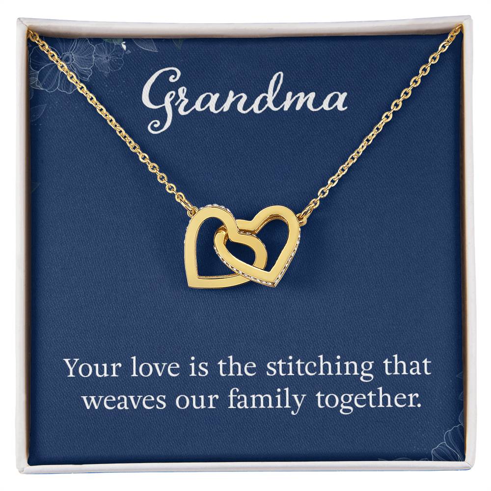 Grandma - Your love is the stitching - Gift for Grandmother - Interlocking Hearts Necklace