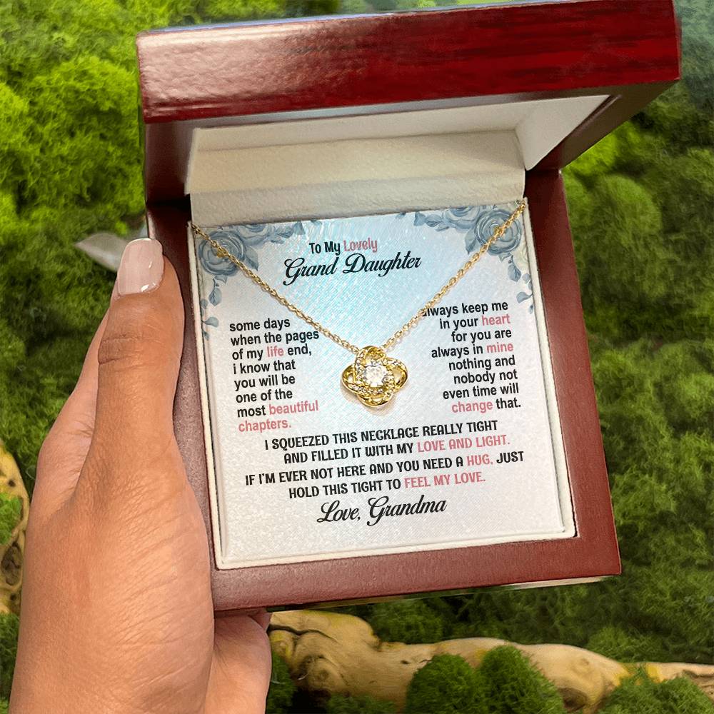 To My Granddaughter Necklace – Grandma to Granddaughter Birthday Graduation Gift – Love Knot Necklace