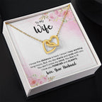 To My Beautiful Wife Necklace - Touching Romantic Gift for Wife from Husband for Christmas, Anniversary & Valentine’s Day - Interlocking Hearts Necklace