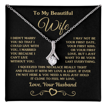 To My Beautiful Wife Necklace - Romantic Husband to Wife Jewelry for Birthday, Valentine’s Day & Special Celebrations - Alluring Beauty Necklace
