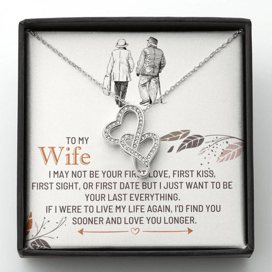 To My Wife Necklace - Heartwarming Gift from Husband for Birthday, Anniversary & Valentine’s Day - Heart-to-heart Pendant Necklace