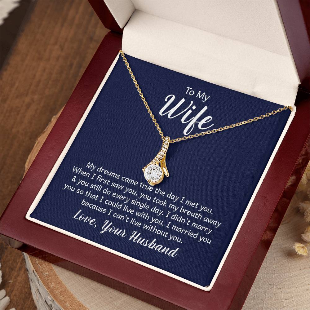 To My Wife Necklace - Heartwarming Gift from Husband for Birthday, Anniversary & Valentine’s Day - Alluring Beauty Necklace