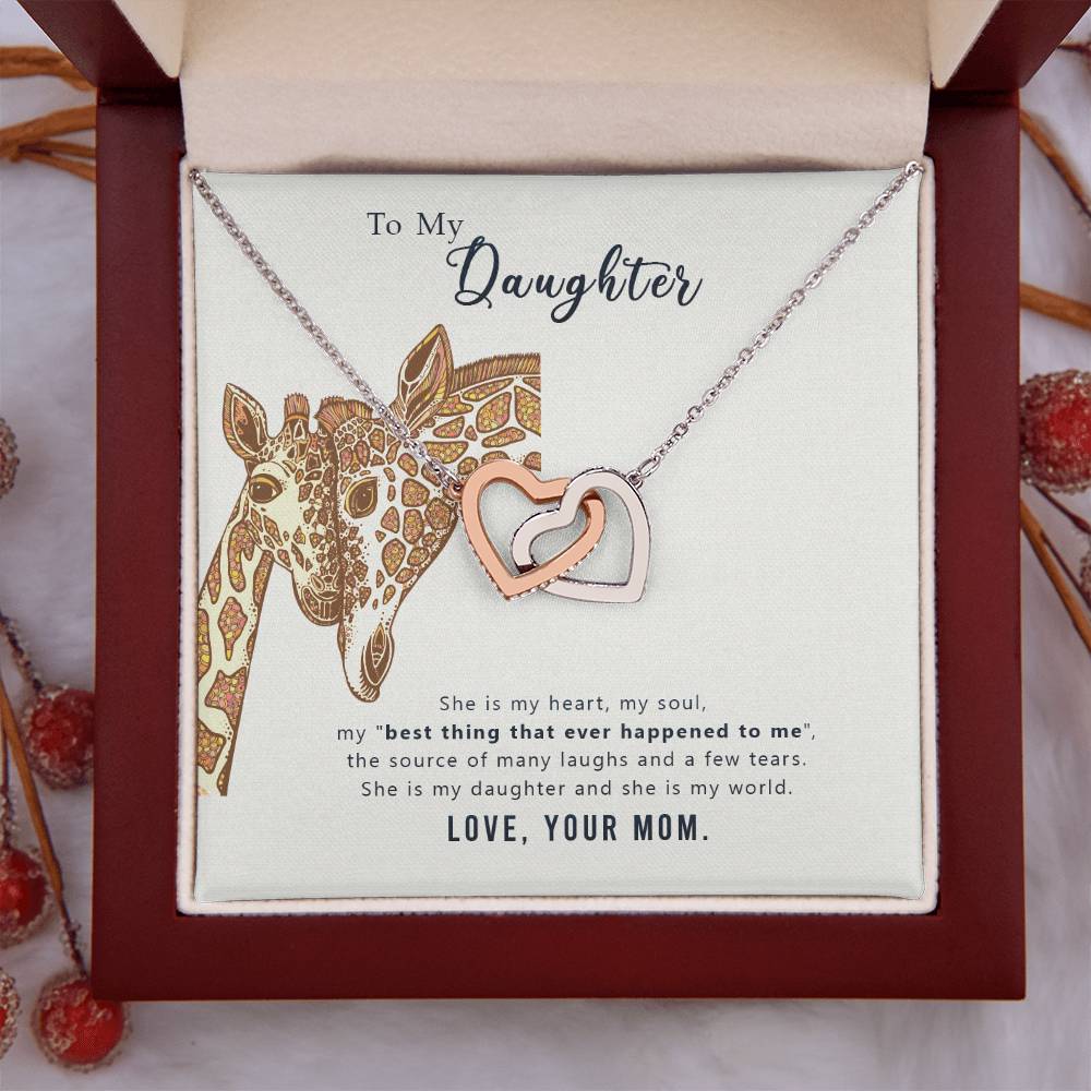 To My Daughter Necklace - Sentimental Jewelry Gift from Mom for Graduation & Life Achievements - Interlocking Hearts Necklace