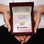 I Love You Grandma Gift from Grandkids - Interlocking Hearts Necklace