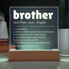 Brother Gift Acrylic Night Light, Sentimental Keepsake for Sibling Love, To My Brother
