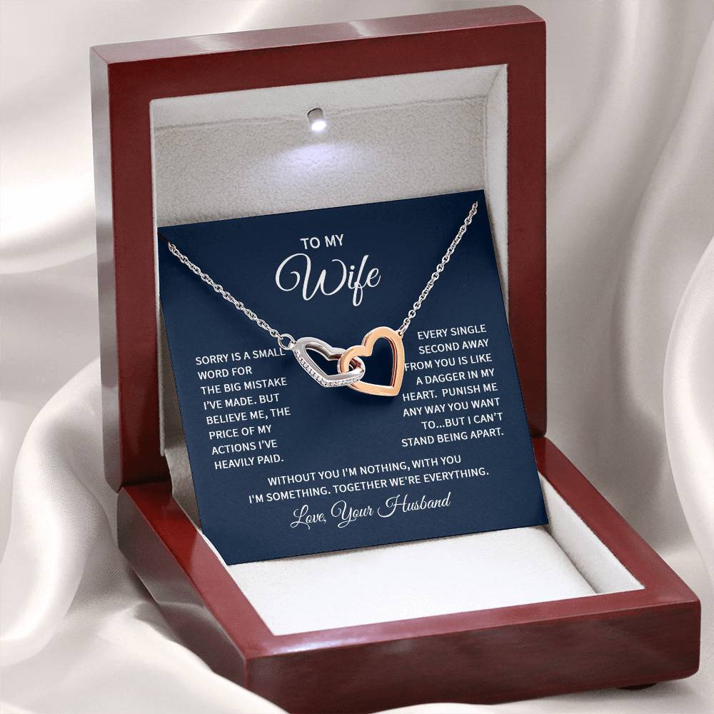 Cute Gift for Wife from Husband - Romantic Jewelry for Special Occasions - Interlocking Hearts Necklace