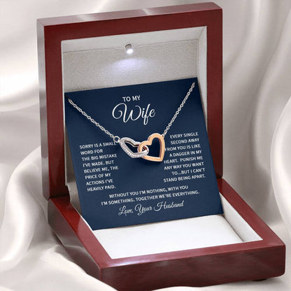Cute Gift for Wife from Husband - Romantic Jewelry for Special Occasions - Interlocking Hearts Necklace