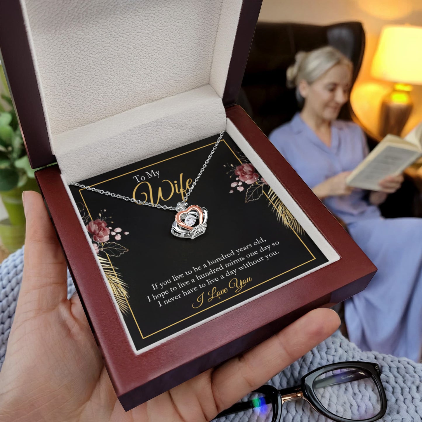 To My Wife Necklace - Meaningful Jewelry from Husband for Christmas, Anniversary & Valentine’s Day - Crown Pendant Necklace