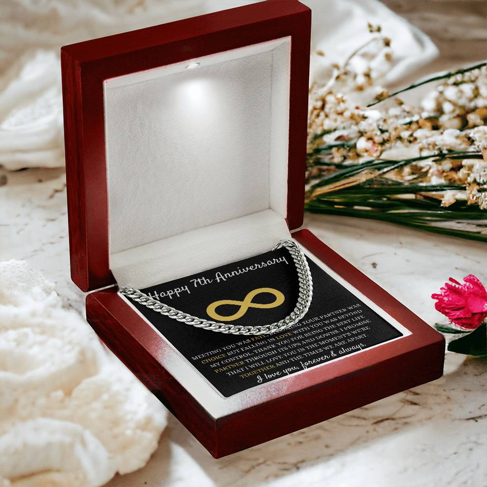 7th Anniversary Gift For Him, Cuban Link Chain for 7th Anniversary, Elegant Gift for Him, Celebrate Love, Strength & Special Moments