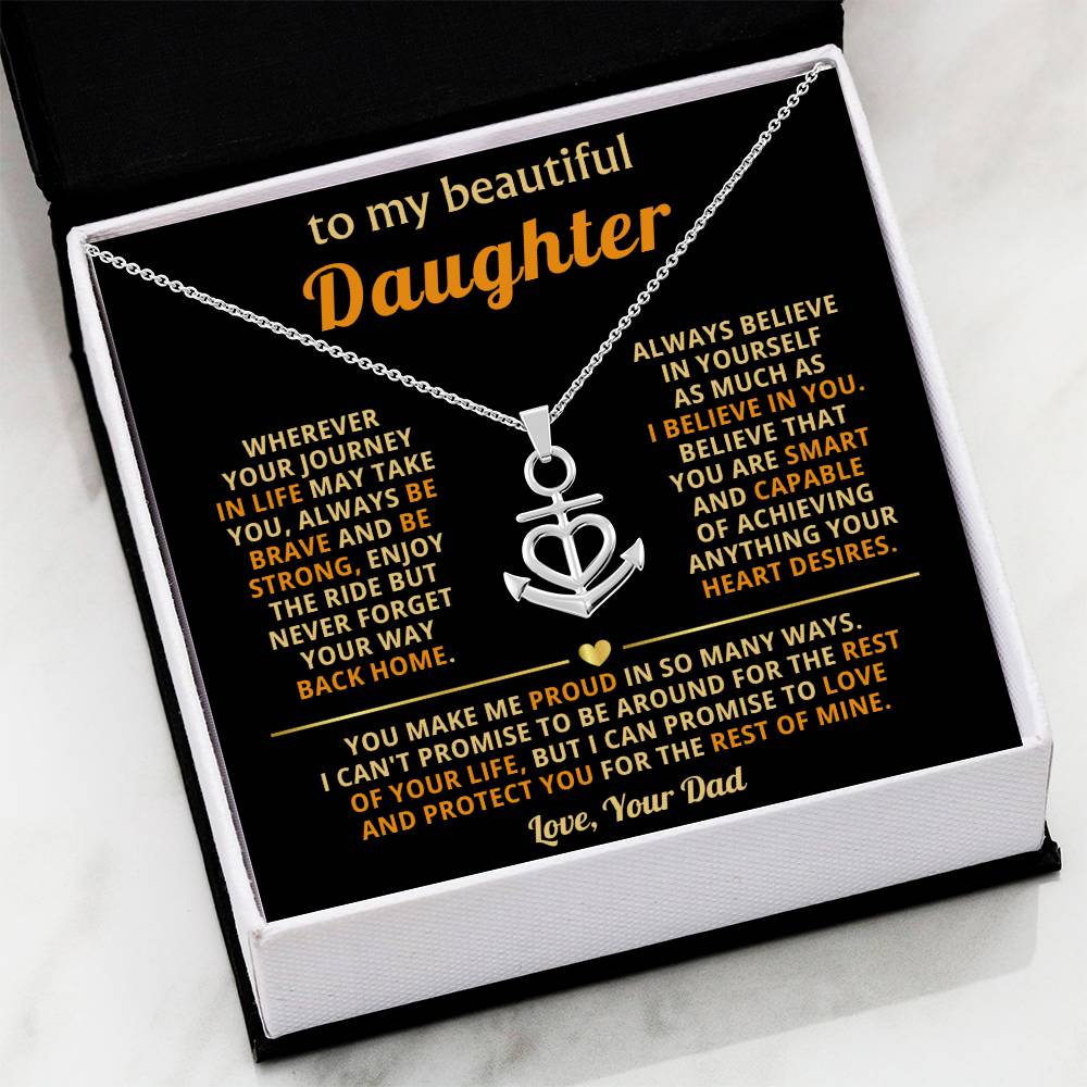 To My Daughter Necklace - I believe in you - Daughter Gift from Dad - Anchor Pendant Necklace