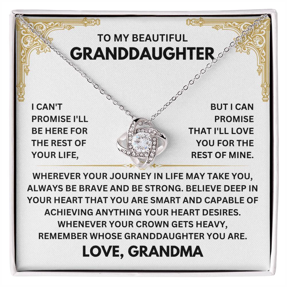 To My Granddaughter Necklace – Grandma Valentine Birthday Jewelry for Granddaughter – Love Knot Necklace