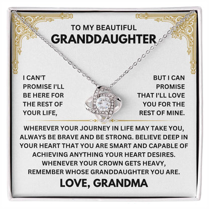 To My Granddaughter Necklace – Grandma Valentine Birthday Jewelry for Granddaughter – Love Knot Necklace