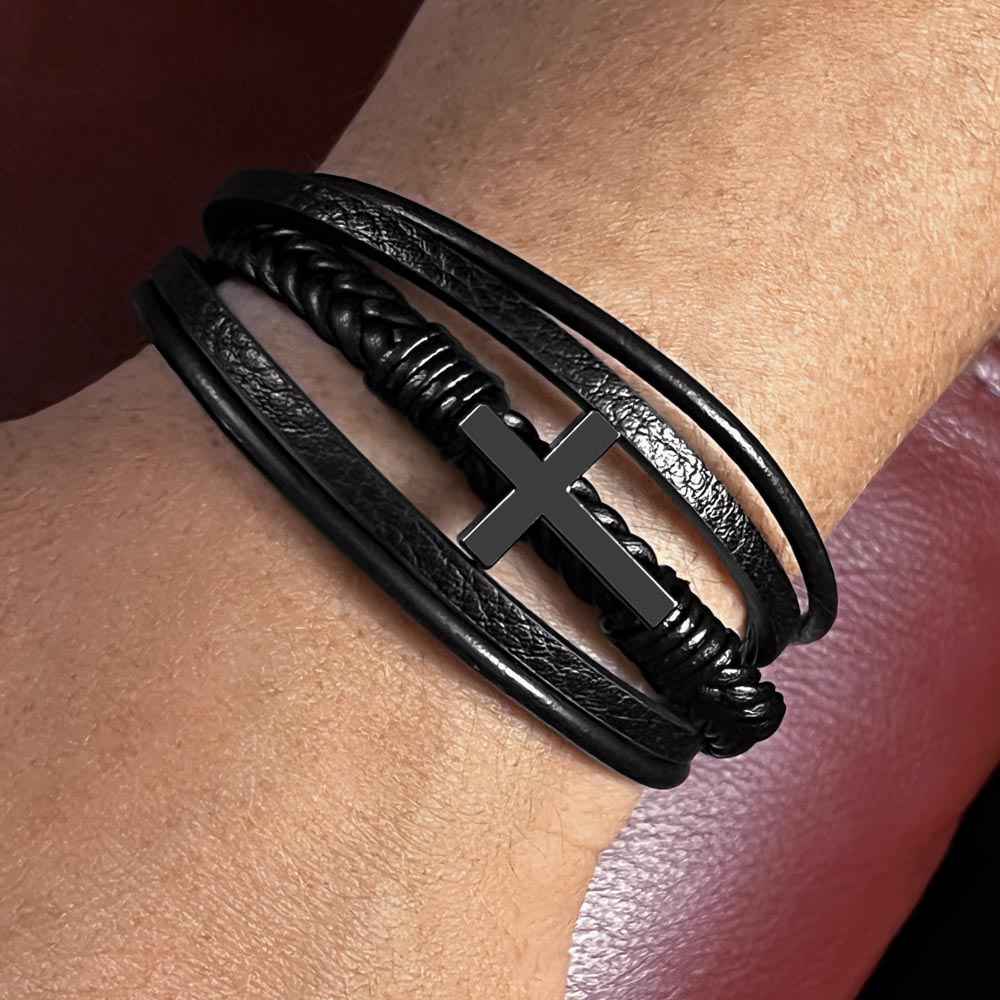 To My Son – Christmas, Birthday Gift from Mom – Men’s Cross Bracelet