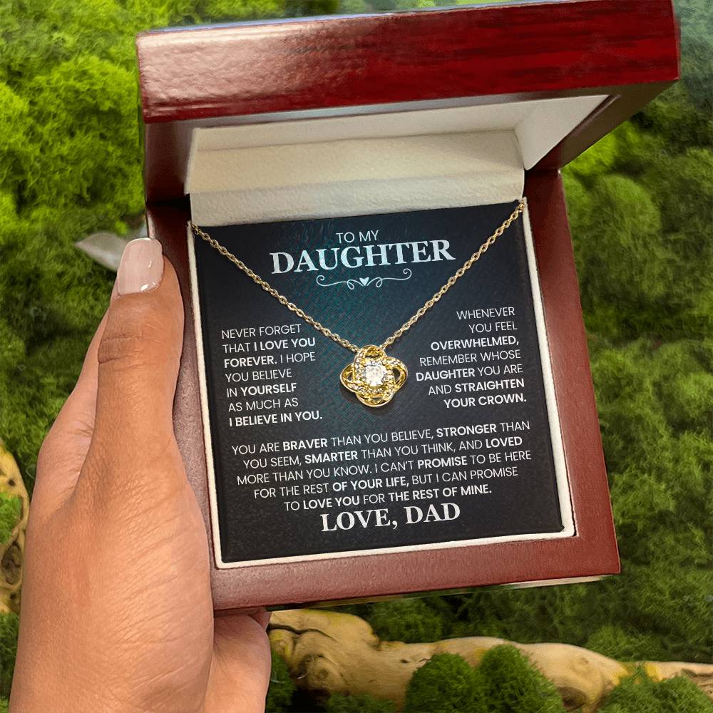 To My Daughter - Straighten Your Crown - Love Knot Necklace Gift from Dad