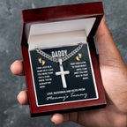 Daddy - I May Just Be A Bump - Artisan Cross with Cuban Link Chain Gift for Dad To Be
