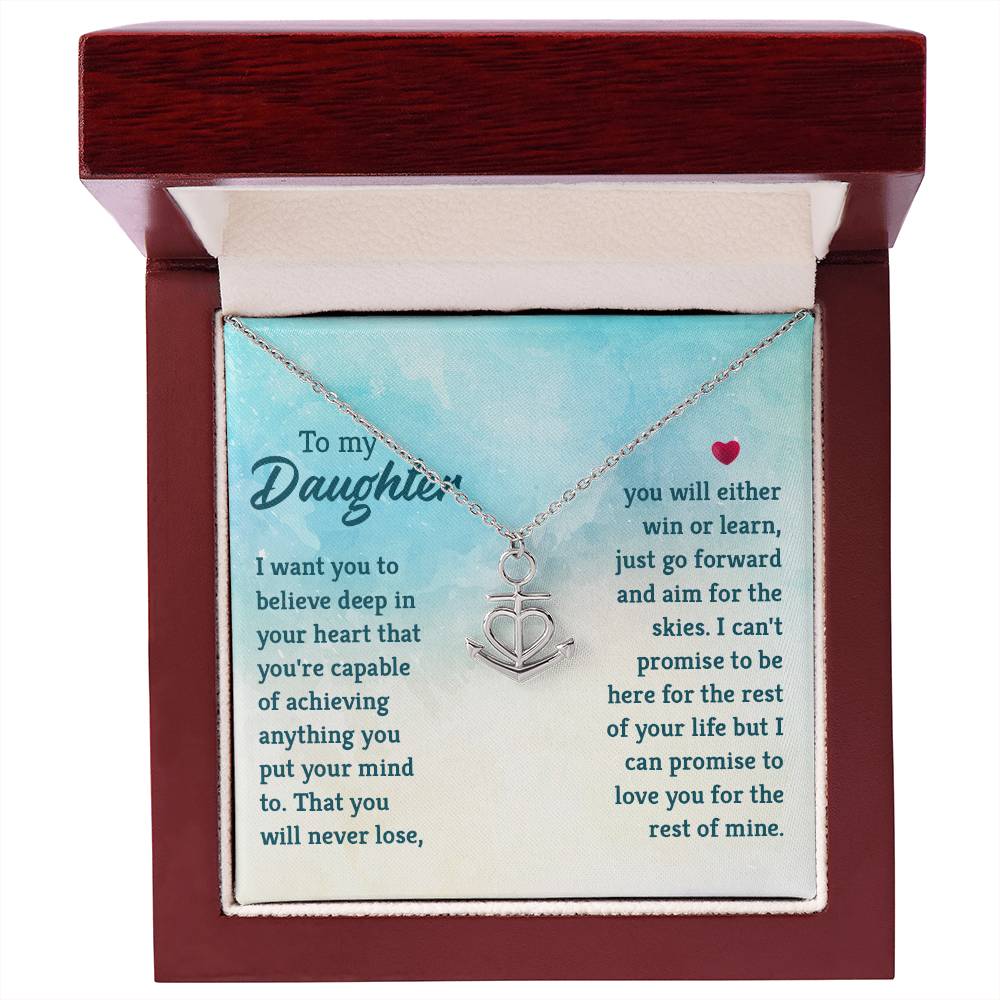 To My Bonus Daughter - Anchor Pendant Necklace for Birthday, Graduation and Christmas