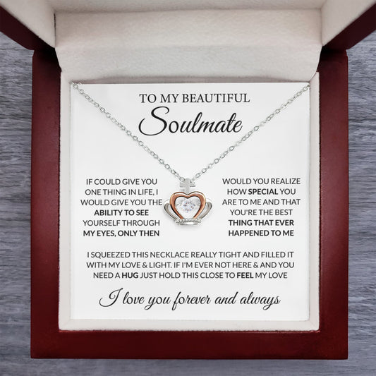 To My Beautiful Soulmate Necklace - Romantic Gift for Her for Christmas & Love Celebrations - Crown Pendant Necklace