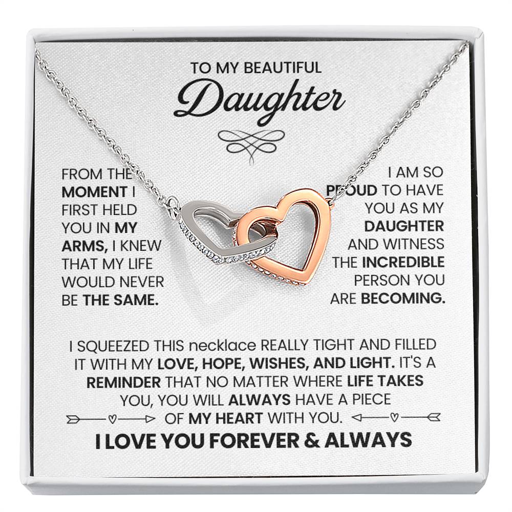 Birthday Gift for Daughter - Interlocking Hearts Necklace for Her