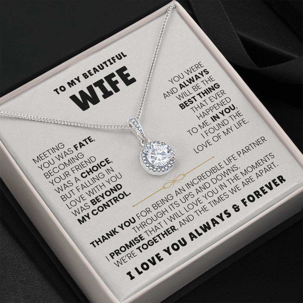 To My Beautiful Wife Necklace - Husband to Wife Jewelry for Romantic Valentine’s Day, Birthday & Anniversary Gifts - Eternal Hope Necklace