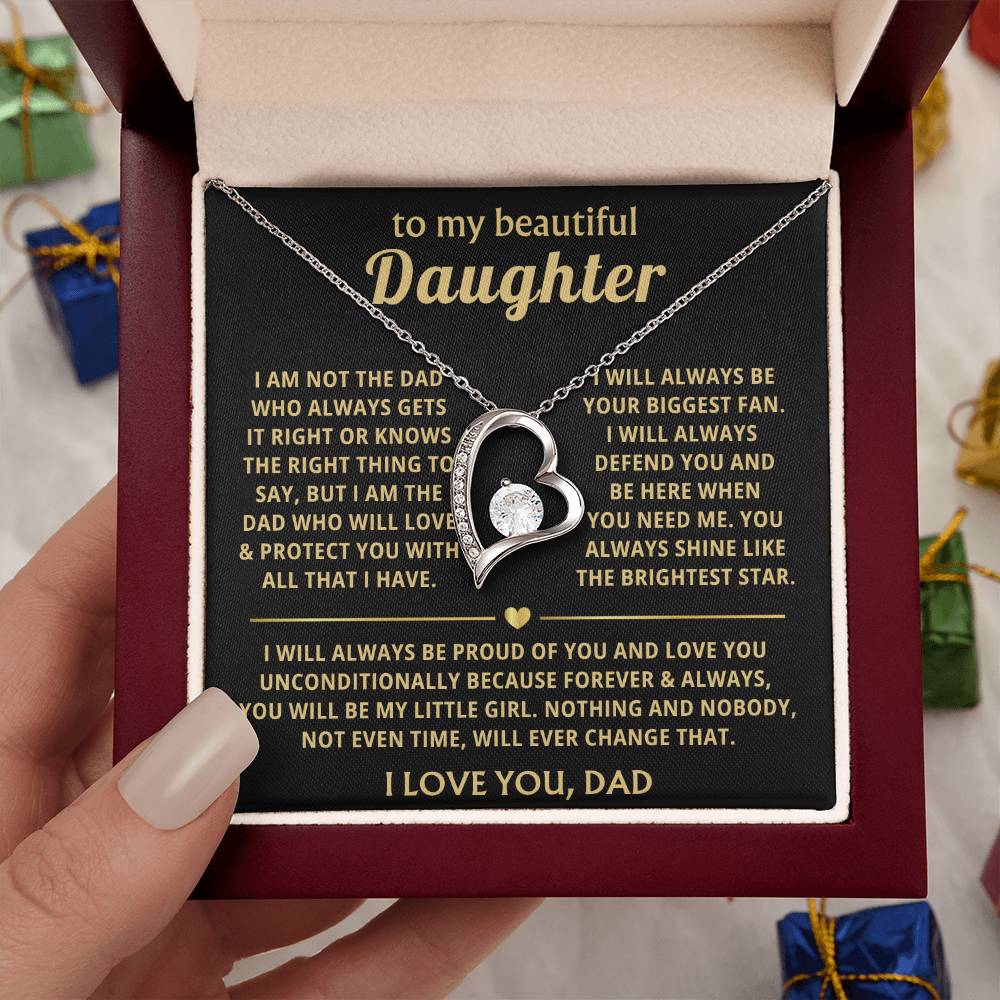 To My Daughter Necklace - Everyday Love Jewelry Gift from Dad for Daughter’s Birthday & Just Because - Forever Love Necklace