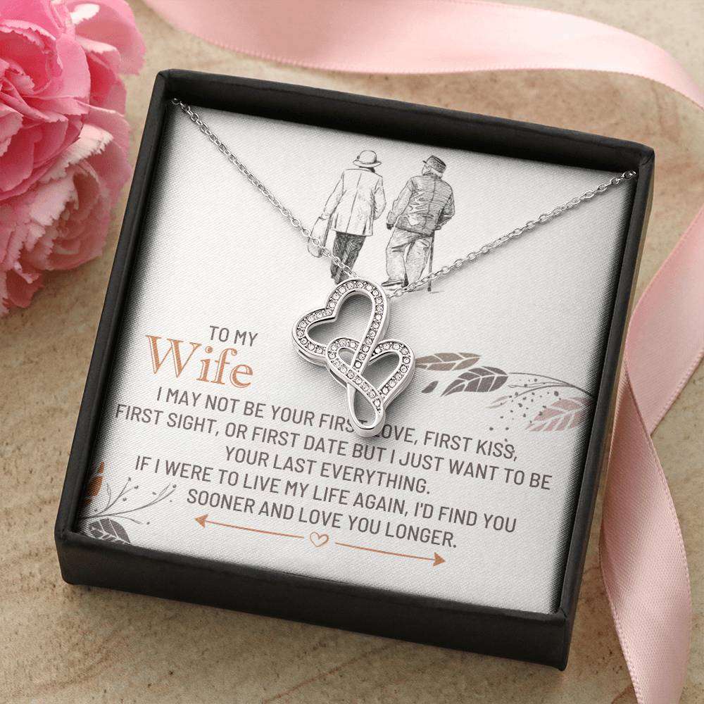 To My Wife Necklace - Heartwarming Gift from Husband for Birthday, Anniversary & Valentine’s Day - Heart-to-heart Pendant Necklace