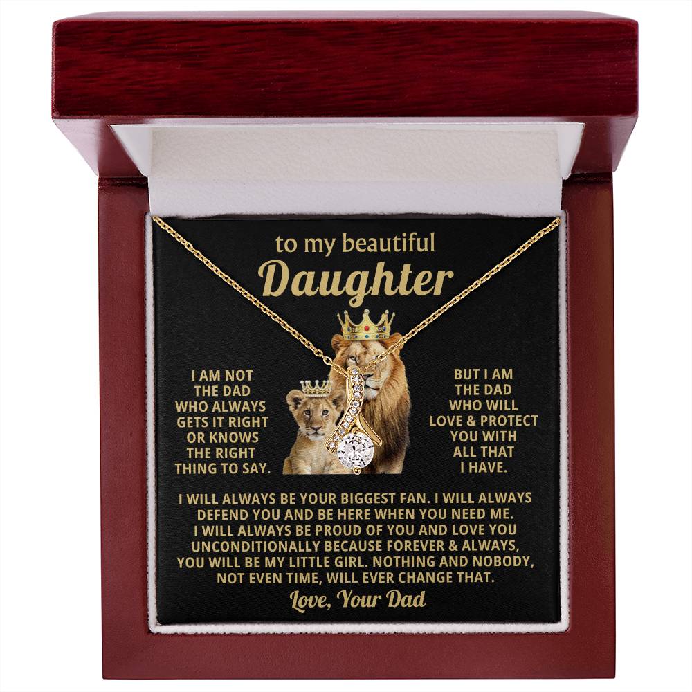 To My Daughter Necklace - Beautiful Daughter Jewelry for Birthday & Proud Dad Moments - Alluring Beauty Necklace