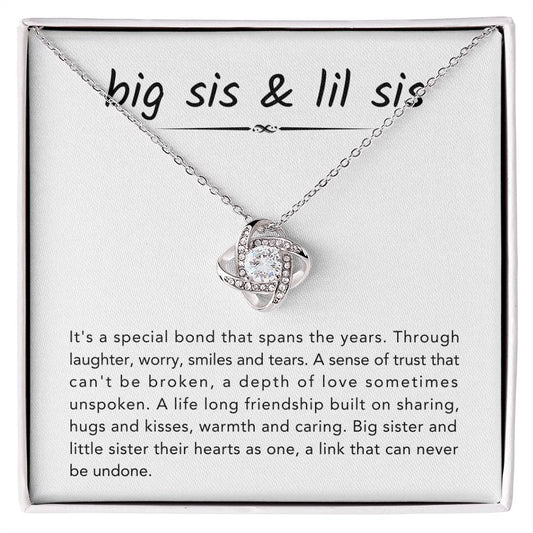 Big Sister & Little Sister Necklace - It's a special bond that spans the years - Gift for Sister - Love Knot Necklace
