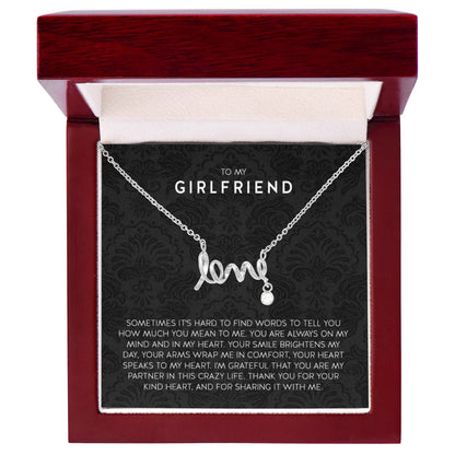 To My Girlfriend Necklace - Romantic Jewelry Gift for Christmas, Valentine’s Day & Surprises - Scripted Love Necklace