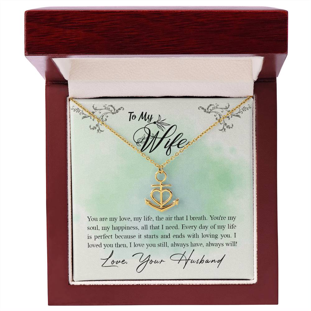 To My Wife Necklace - Best Loving Jewelry Gift for Valentine’s Day, Anniversaries & Romantic Surprises - Anchor Pendant Necklace